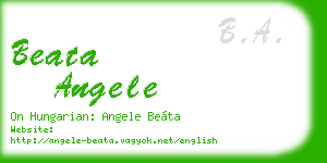 beata angele business card